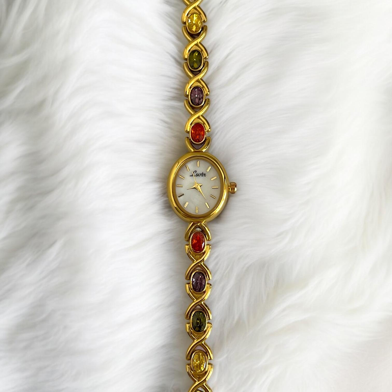 Louisa Vintage Uhr Delouria Edelstahl Gold